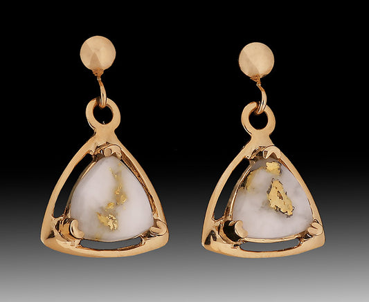 Gold in Quartz Triangle Earrings