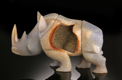 Carved Druzy Agate Rhinoceros