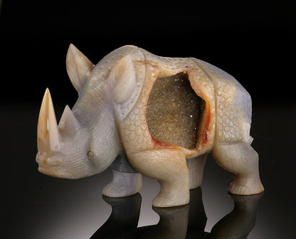 Carved Druzy Agate Rhinoceros