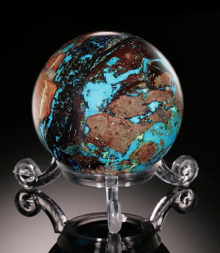 Azurite and Chrysocolla Sphere - Namibia (w/ stand)