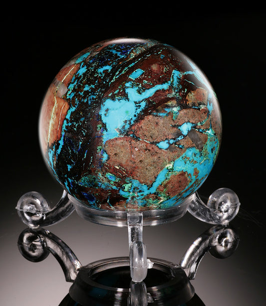 Azurite and Chrysocolla Sphere - Namibia (w/ stand)