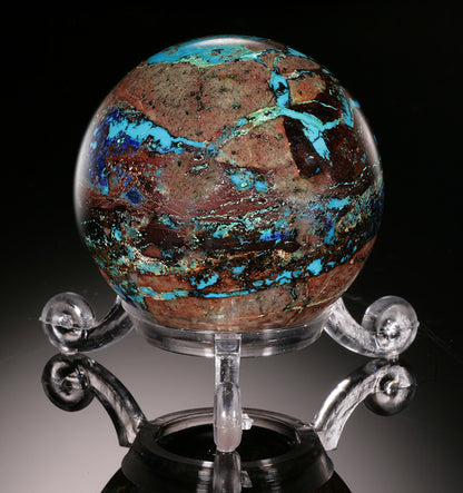 Azurite and Chrysocolla Sphere - Namibia (w/ stand)