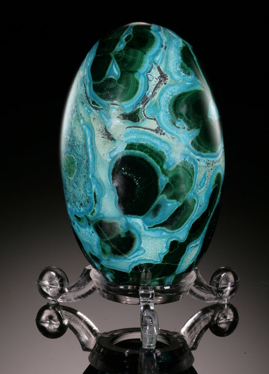 Chrysocolla Malachite "Lingam" (with stand)
