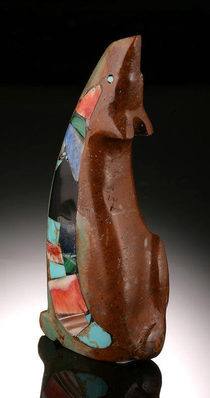 Inlay Turquoise Coyote- Zuni Fetish