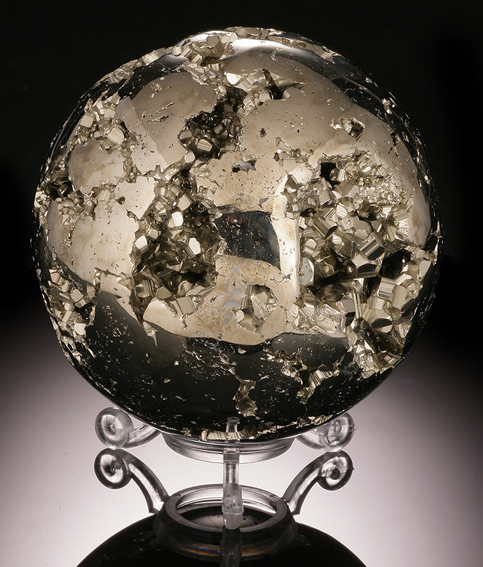 Pyrite Sphere with Quartz Inclusions (w/ stand)
