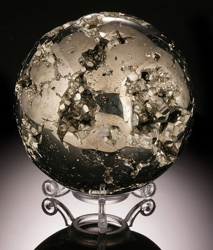 Pyrite Sphere with Quartz Inclusions (w/ stand)