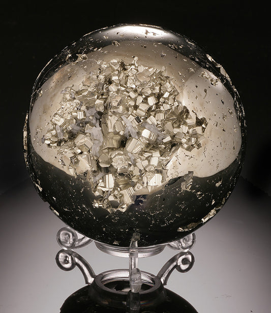 Pyrite Sphere with Quartz Inclusions (w/ stand)