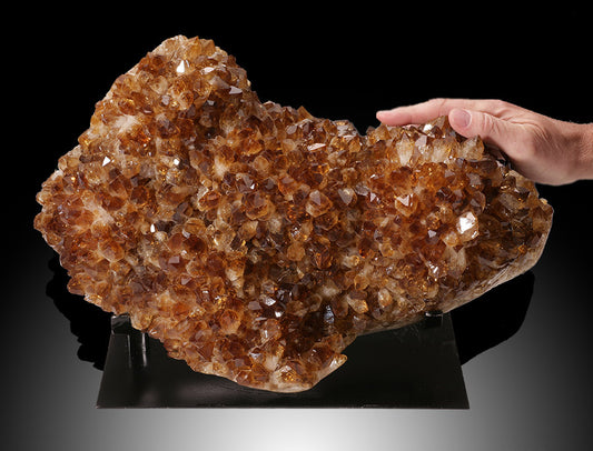 Large Citrine Display Cluster with Custom Stand