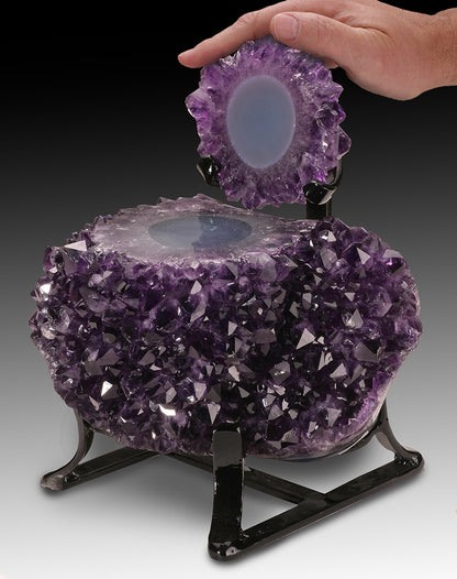 Sliced Amethyst Stalactite Display