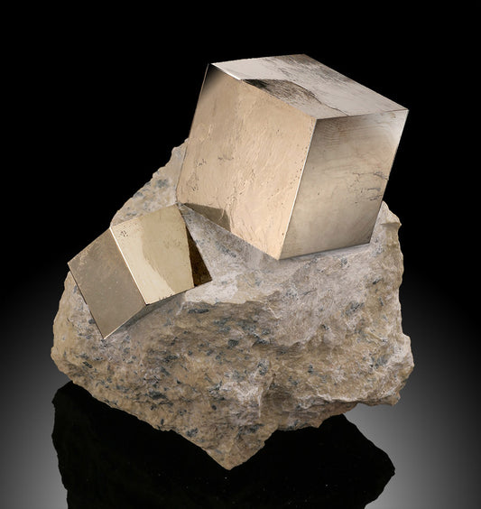 Two Pyrite Cubes in Matrix (Spain)