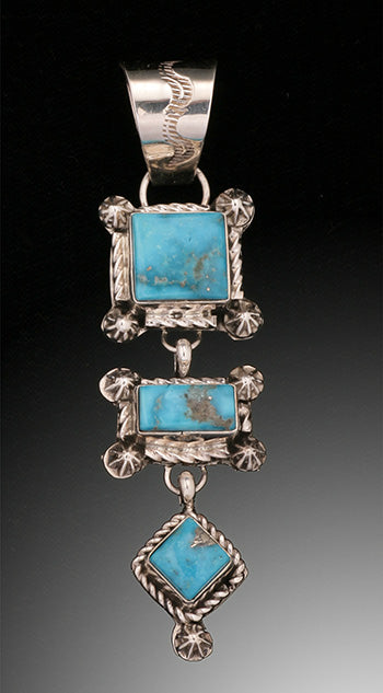 Navajo 3-Stone Pendant, Sonoran Turquoise