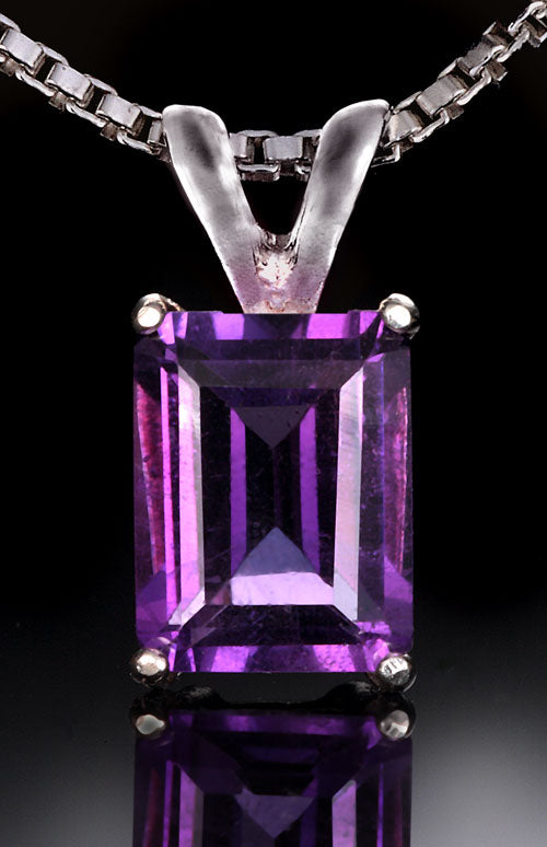 Emerald Cut Amethyst Gemstone Pendant