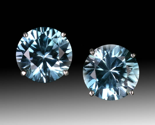 6mm Blue Zircon Earrings