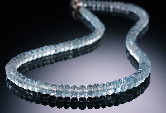 18" Faceted Aquamarine Bead Necklace