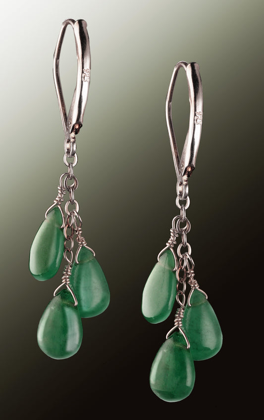 3 Drop Emerald Earrings