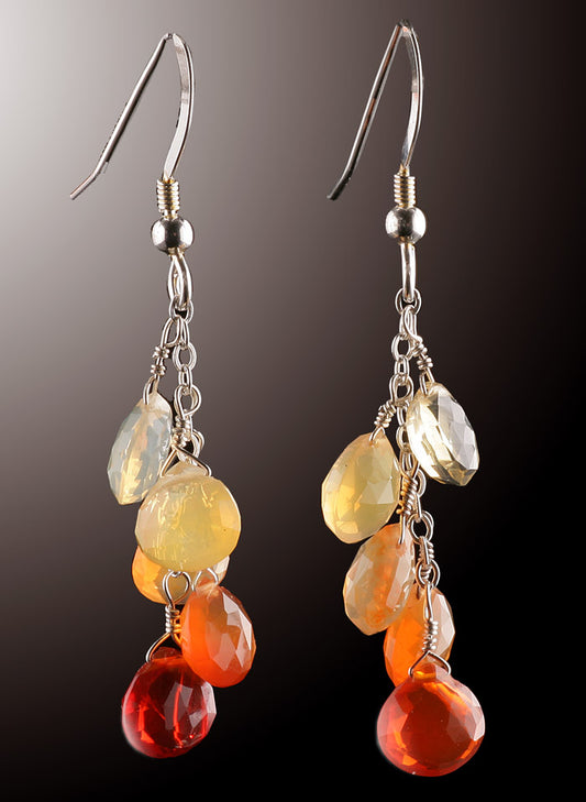 5 drop Mexican Fire Opal Earrings