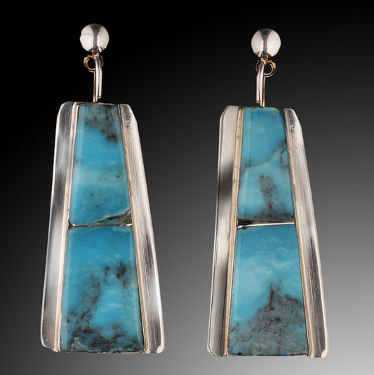 Turquoise Inlay Earrings, Navajo- Brenda Pete