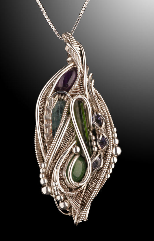 Multi-Stone Wire Wrap (with chain)