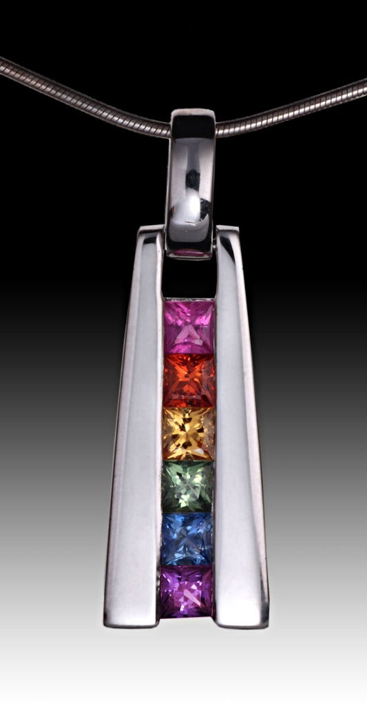 Rainbow Sapphire Channel Pendant