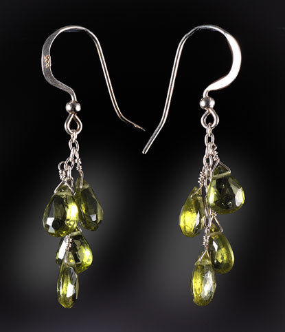 4 Stone Peridot Briolette Earrings