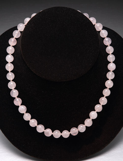 Rose Quartz Bead Necklace-10mm