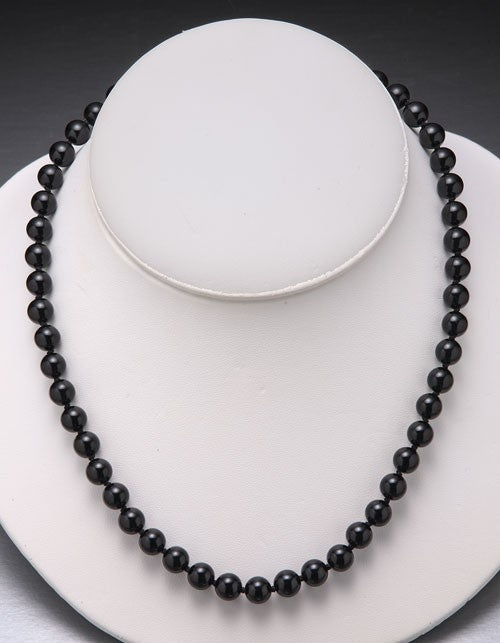 Black Onyx Bead Necklace-10mm