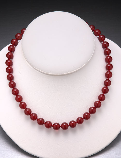 Carnelian Bead Necklace-10mm